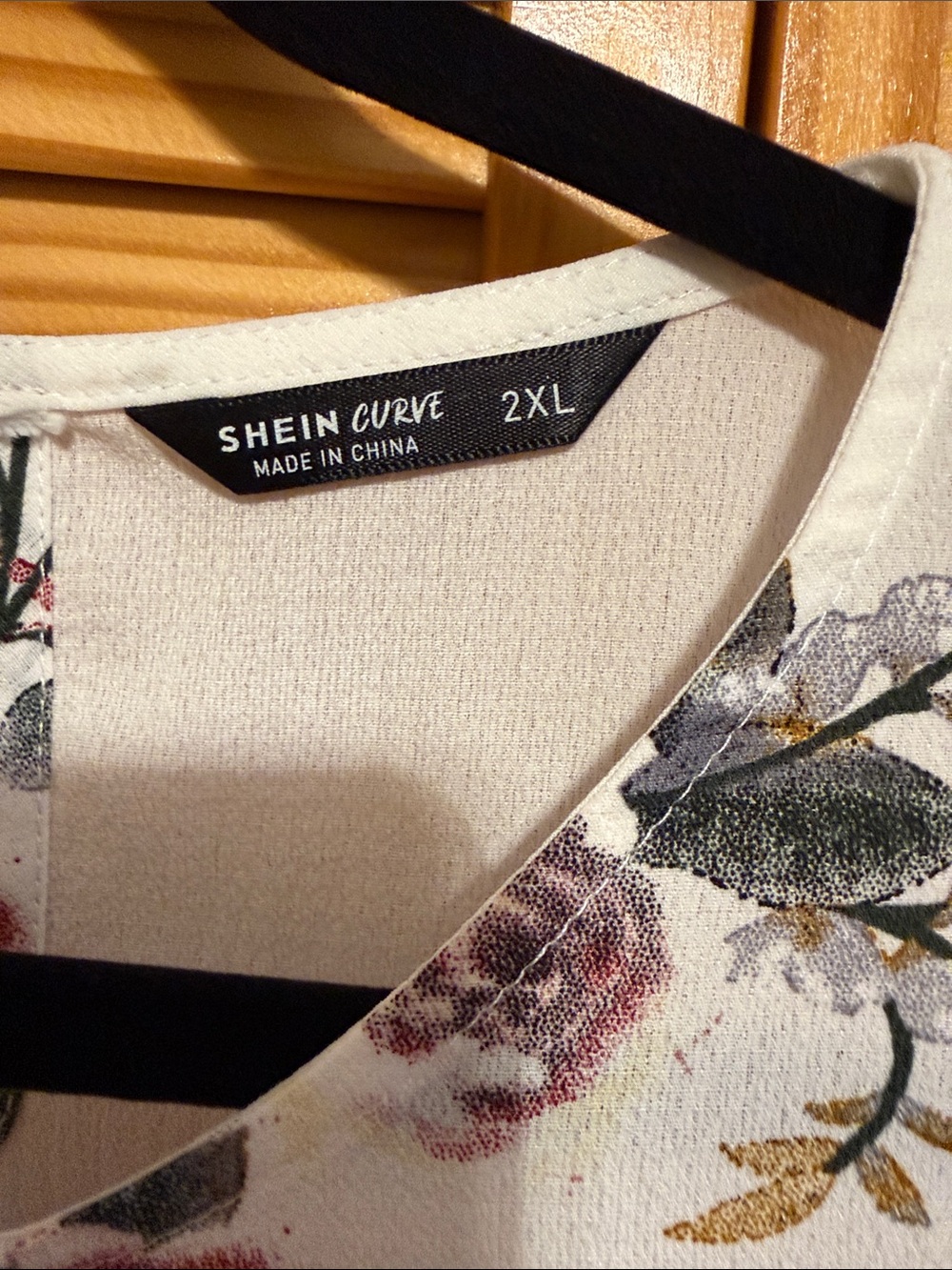 SHEIN Cream Short-Sleeve Floral Blouse with Rose Print - Picture 2 of 3